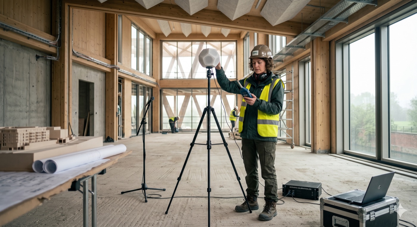 Acoustic treatment being applied in a building